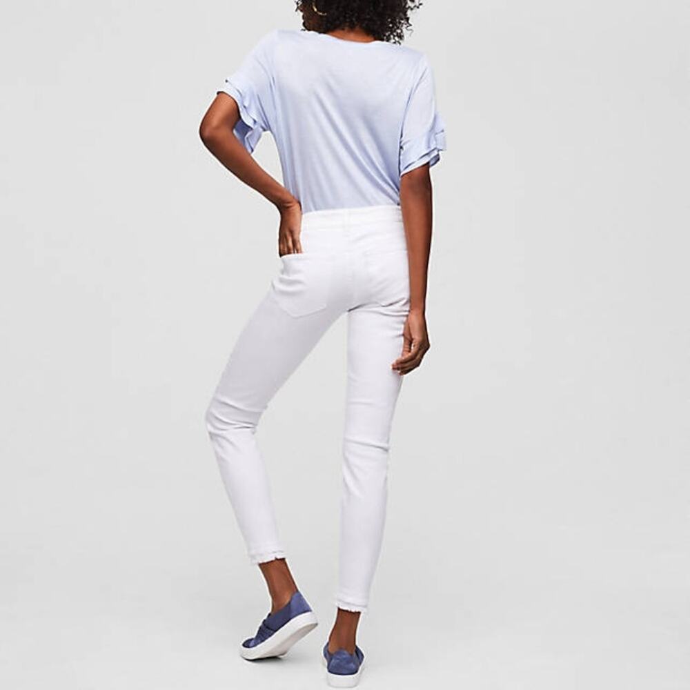 LOFT White Modern Frayed Skinny Ankle Jeans - Picture 2 of 3
